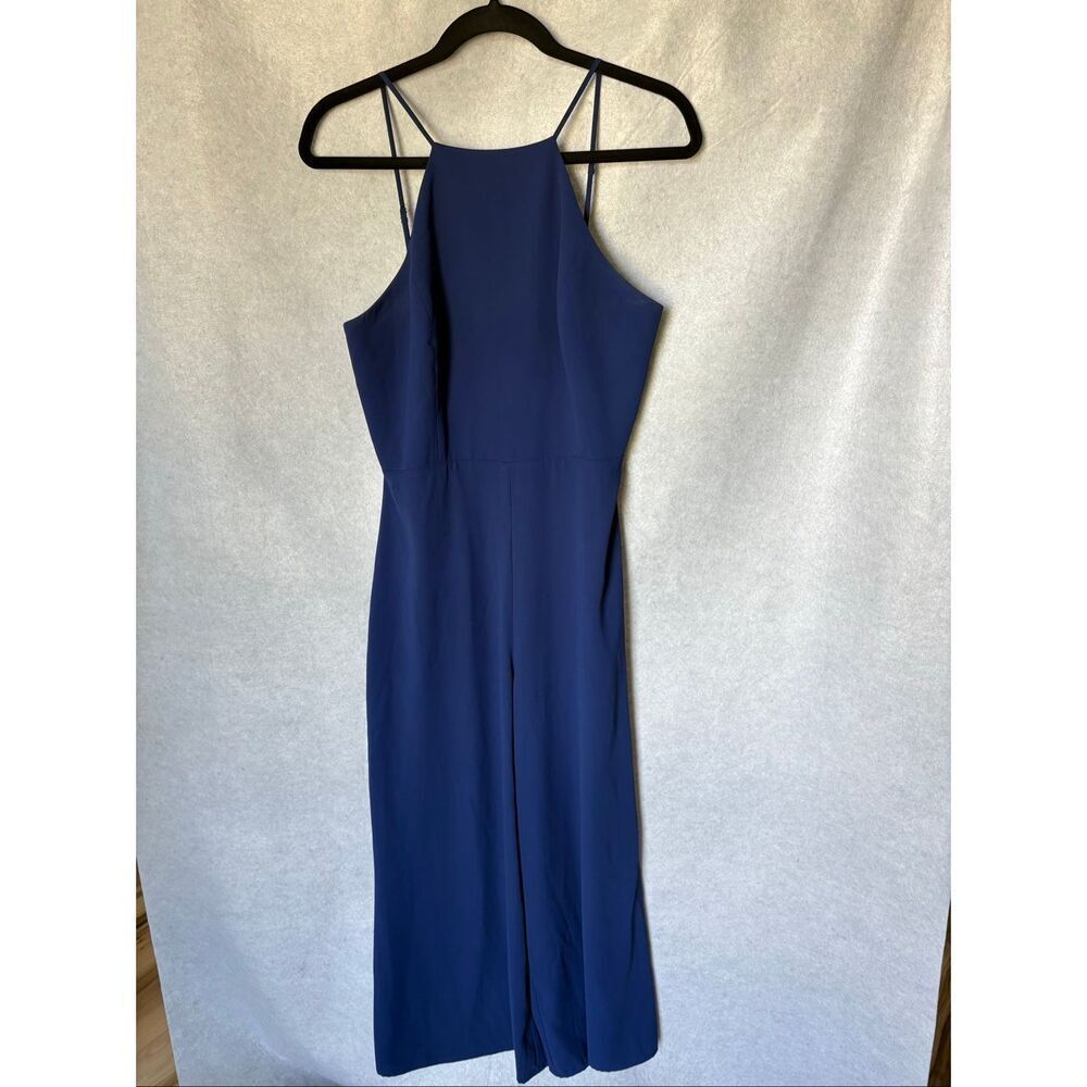 AMANDA UPRICHARD Women’s AVIVA Wide Leg JUMPSUIT Navy Size M Party Wedding Guest - Picture 2 of 9